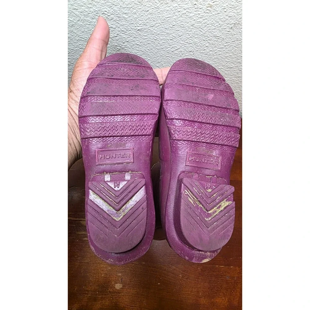 Hunter Youth Purple Adjustable Waterproof Rubber Rain Boots Size 2